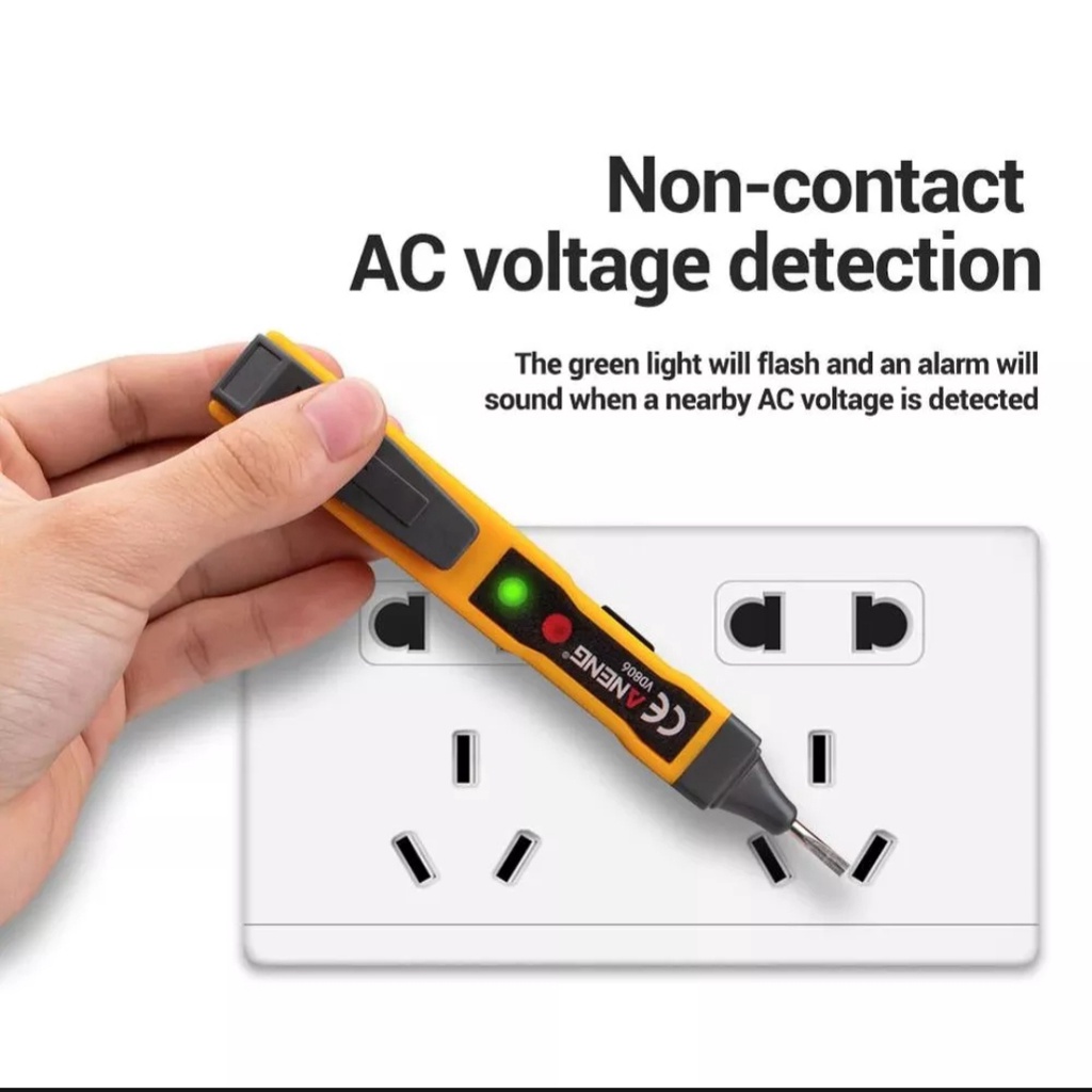 ANENG  tespen Tester Non Contact AC Voltage Alert Detector 12 - 1000 V - VD806 tespen Tester Non Contact Pena Detektor Tegangan AC Non-kontak Penguji Tegangan BSIDE, Multimeter Terintegrasi, Sensor Listrik Jangkauan Ganda Kabel Live V-alert ANENG Tester P