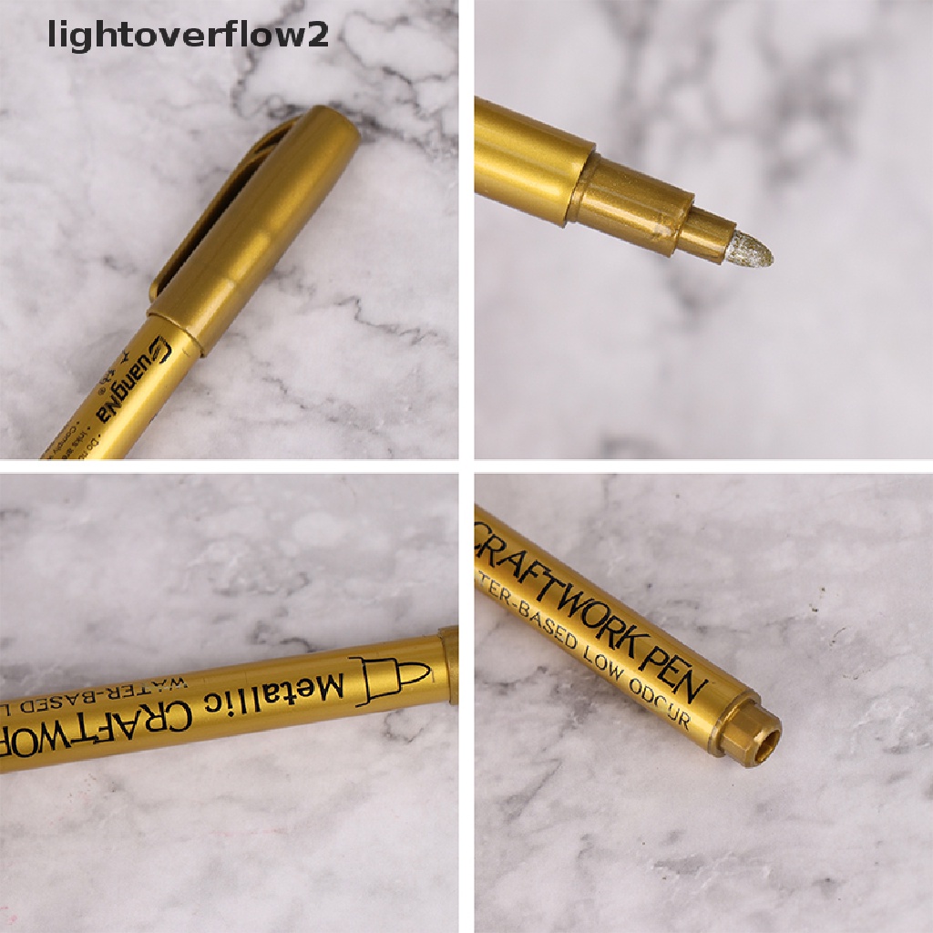 (lightoverflow2) Spidol Permanen Anti Air Warna Gold / Silver Untuk Menggambar DIY