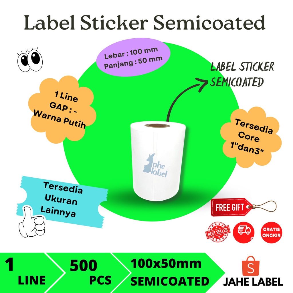

LABEL BARCODE 100x50mm SEMICOATED STIKER LABEL BARCODE 100x50 mm