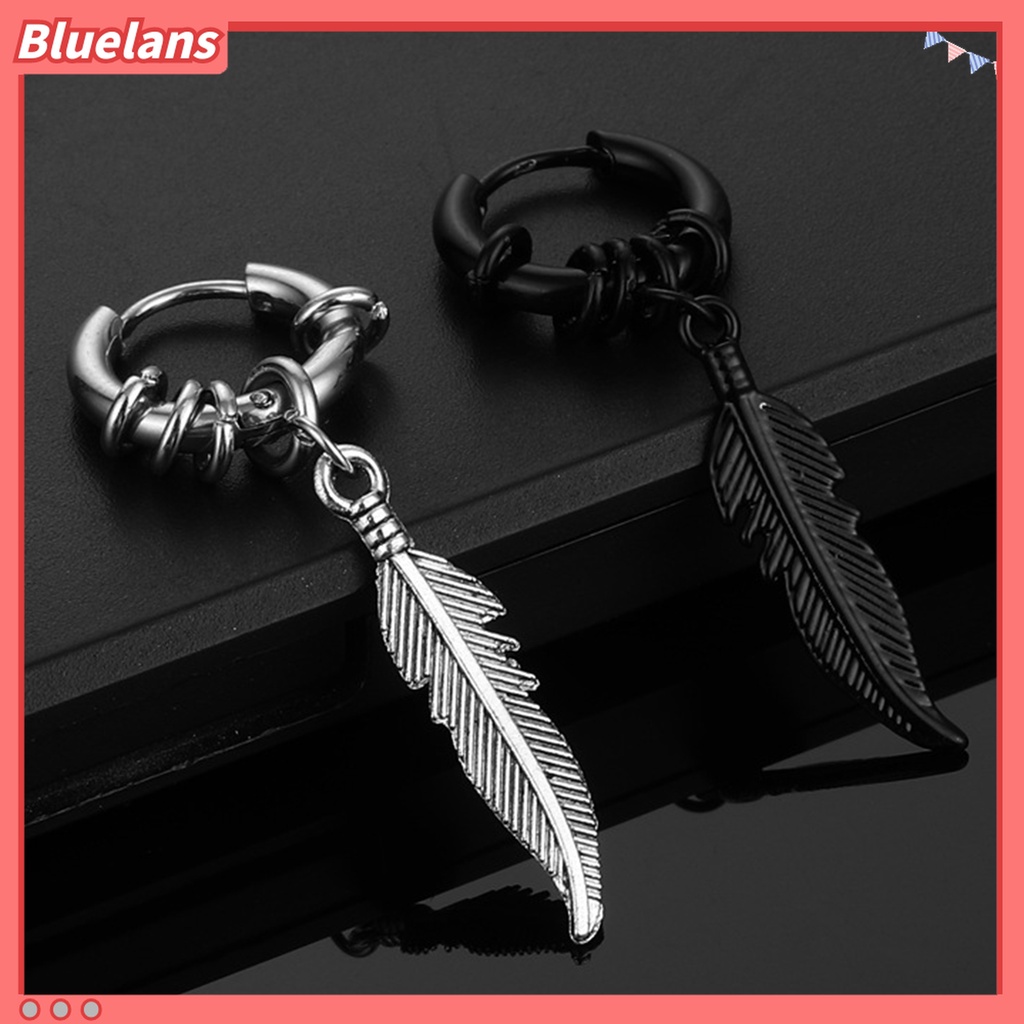1 Pasang Anting Tindik Bentuk Bulu Bulat Kecil Gaya Vintage Untuk Aksesoris Perhiasan