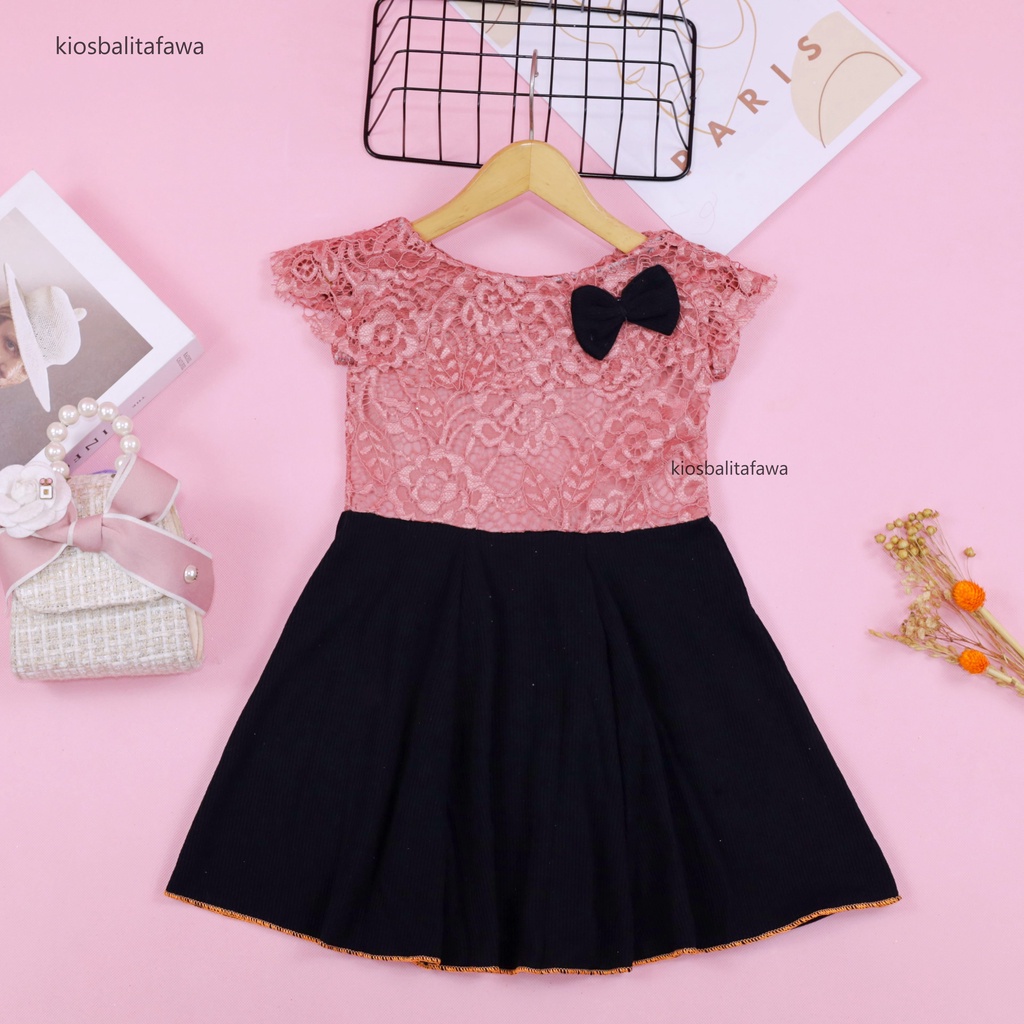 Dress Adiva Uk 3-4 Tahun / Dres Brukat Kensi Baby Perempuan Gaun Pesta Balita Baju Kids Import