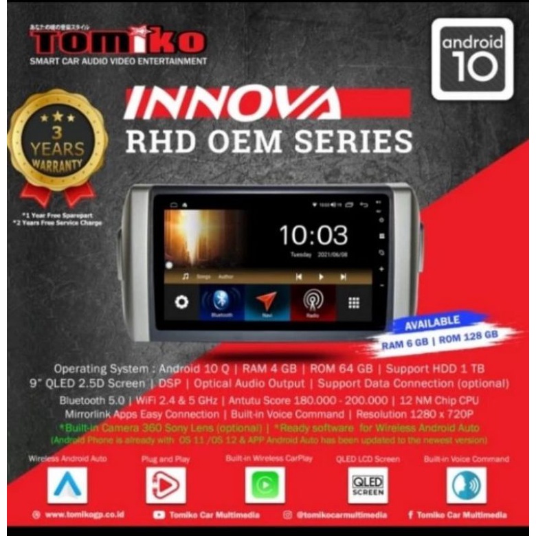 HEAD UNIT ANDROID TOMIKO INNOVA REBORN