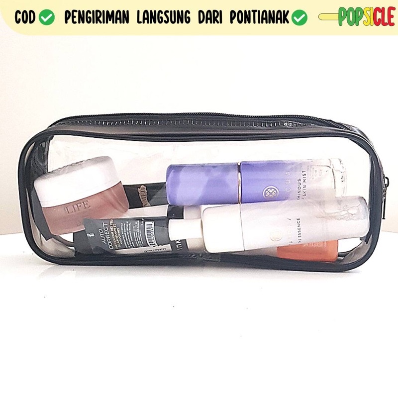 

Mini Pouch Flashee Lucu Transparan Hitam Multifungsi Tempat Pensil Pouch PVC Retsleting Simple Minimalist