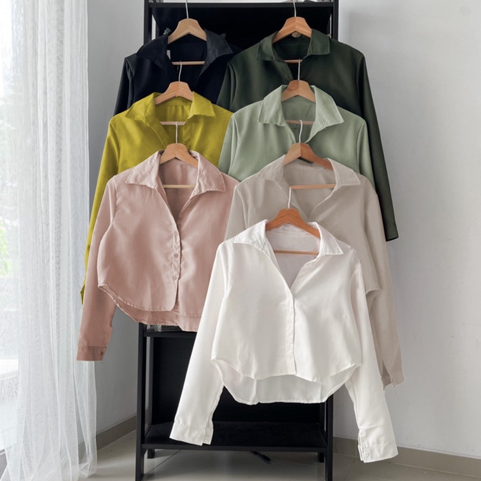 BICCA CROP TOP BLOUSE SHIRT OVERSIZE / KEMEJA WANITA / OUTER / KEMEJA OVERSIZE CROP TOP SHIRT PLAIN BASIC / KEMEJA WANITA CASUAL LENGAN BALON / OUTER CROP LENGAN PANJANG TARTAN / KEMEJA POLOS OVERSIZE CROPTY / PLAIN / CROP SHIRT / CROPTOP POLOS