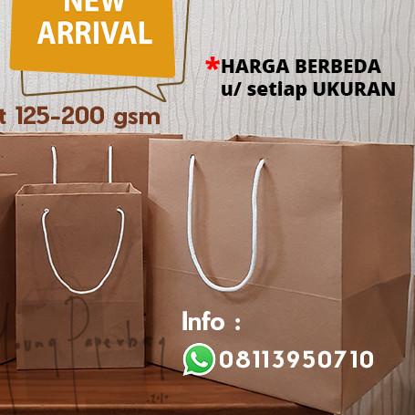 

Paper Bag/Tas Kertas Paperbag Polos Kraft Landscap 29 x 14 x 25 150gsm