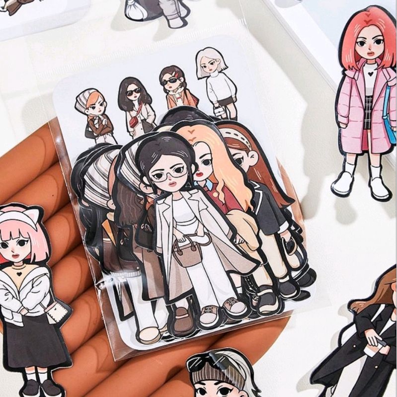 

20 pcs stiker pakaian wanita fashionable cute cool journaling