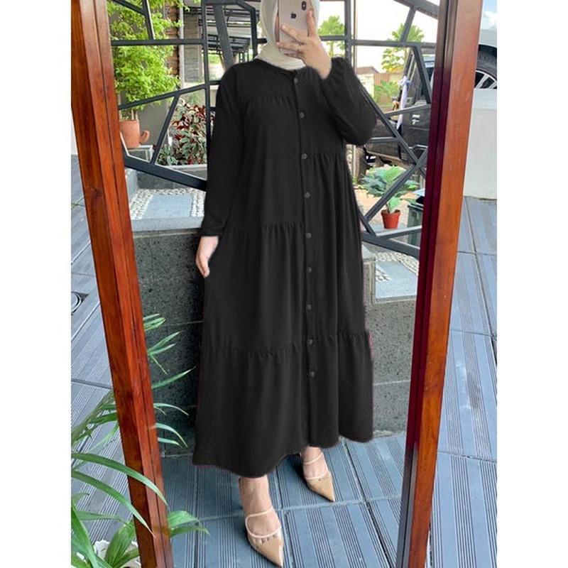 Dress Kerah Korea Busui Dress Jumbo Crickle Import Premium Busui Sleti Gamis Alea Maxy Wanita - Hit