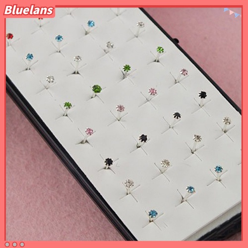 20 Pasang Anting Stud Berlian Imitasi Warna Campur Ukuran 2mm Untuk Wanita