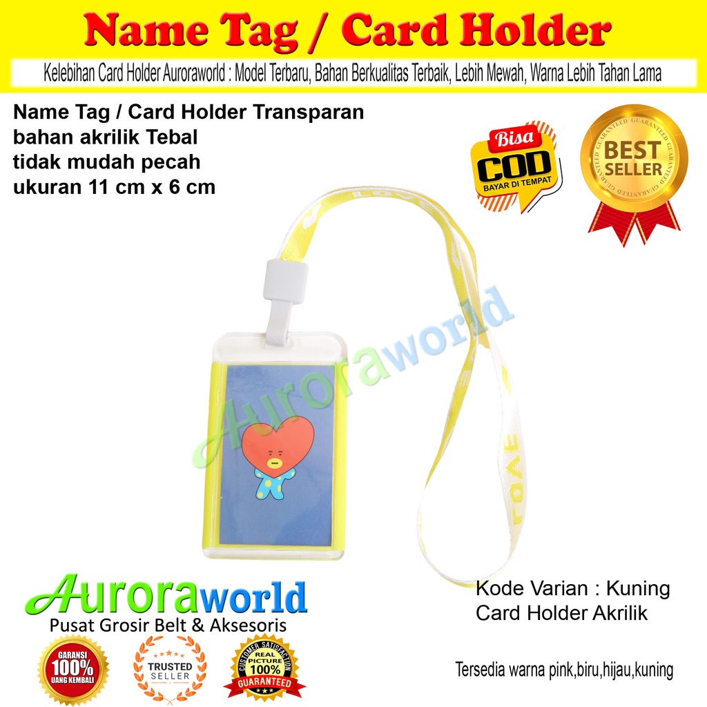 Auroraworld  Name Tag ID Card Holder Gantungan Kartu Nama Gantungan Tali Kartu Akses Kantor MRT Busway Lanyard Card Holder