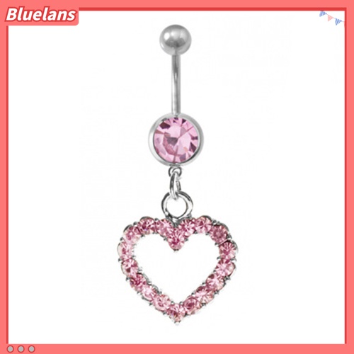 Anting Tindik Perut / Pusar Stainless Steel Model Hati Dengan Berlian Imitasi Untuk Wanita