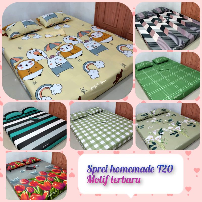 Sprei homemade T20 ready semua ukuran//sprei homemade motif terbaru