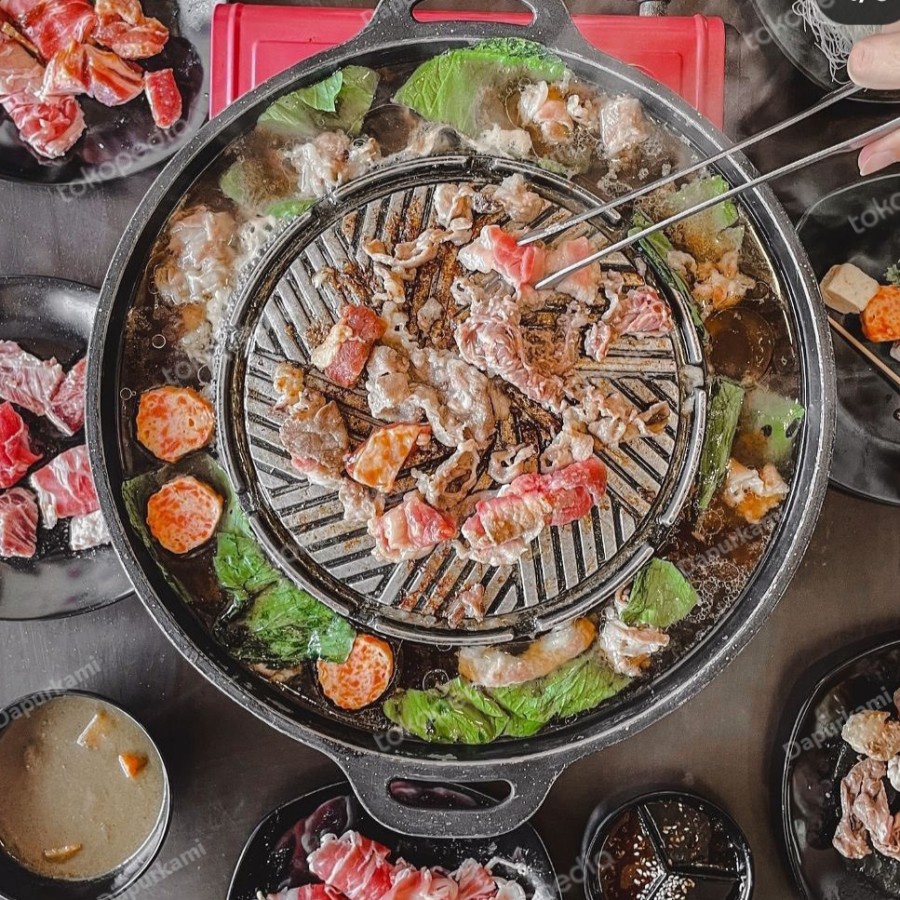 Panggangan BBQ Grill Plate panci shabu 2in 1 bulgogi