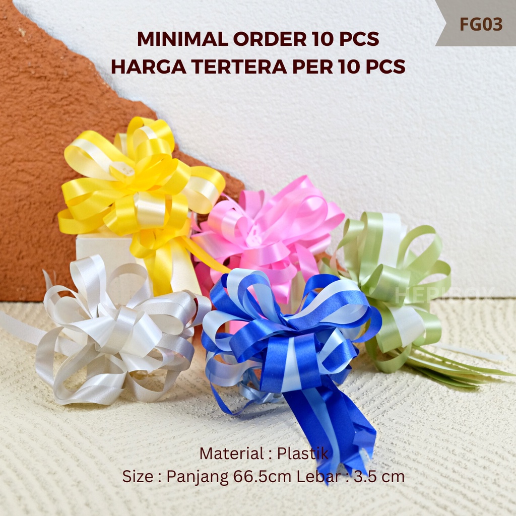 

PITA TARIK SERUT HIASAN KADO PITA HIASAN BOX KADO ISI 10 PCS | FG02 - FG04