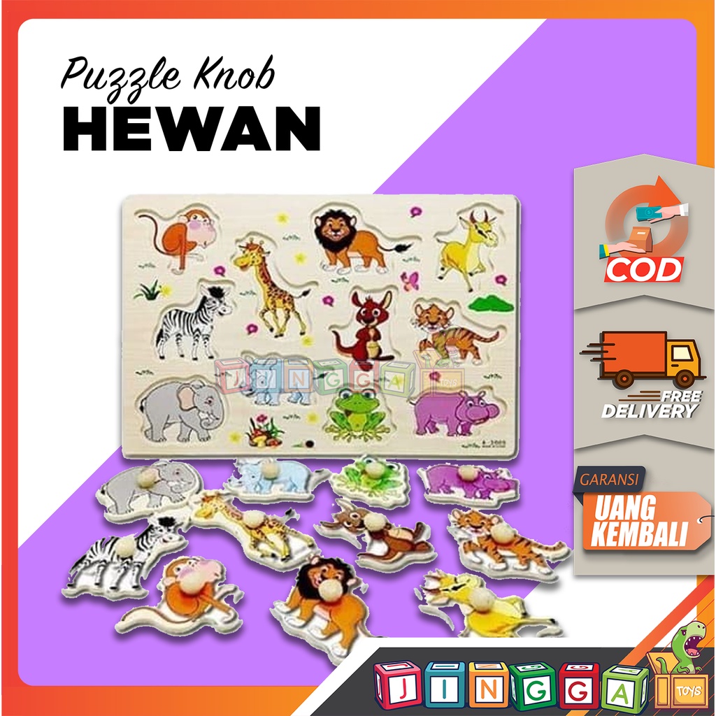 MAINAN PUZZLE. MAINAN PUZZLE KAYU KNOB HEWAN