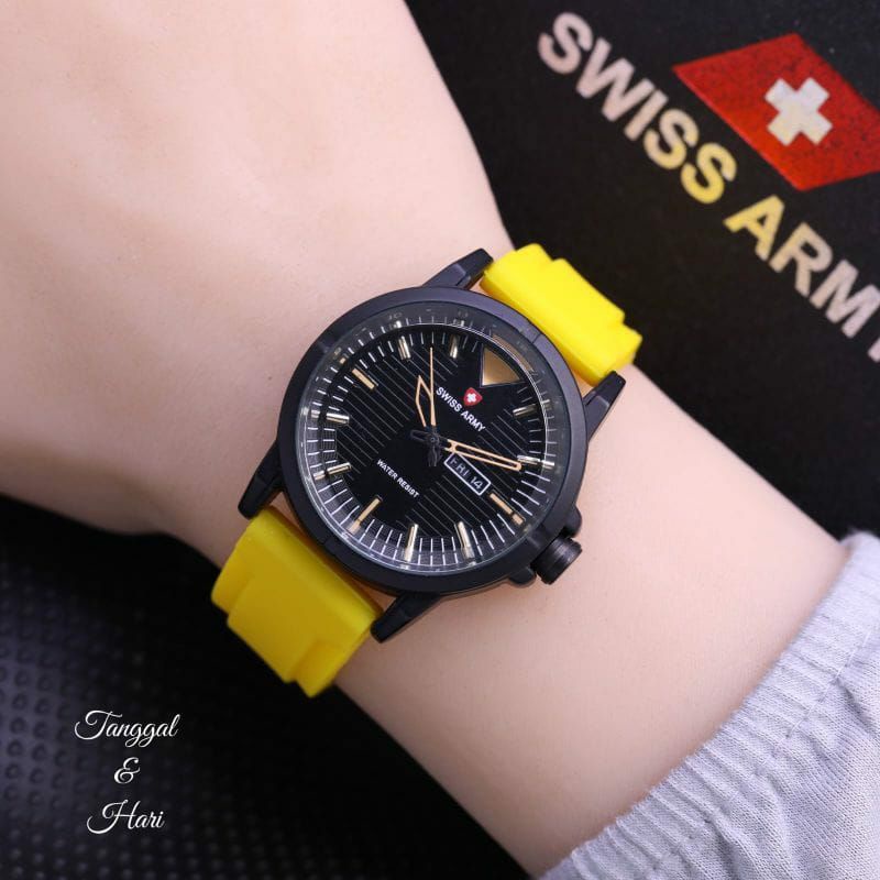 Jam Tangan Swist Army Wanita Rubber Hari Tanggal Aktif Kasual Bisa COD Bayar ditempat