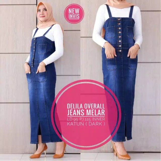 READY SIZE JUMBO!!DELILA OVERALL MATT JEANS WASH QUALITY