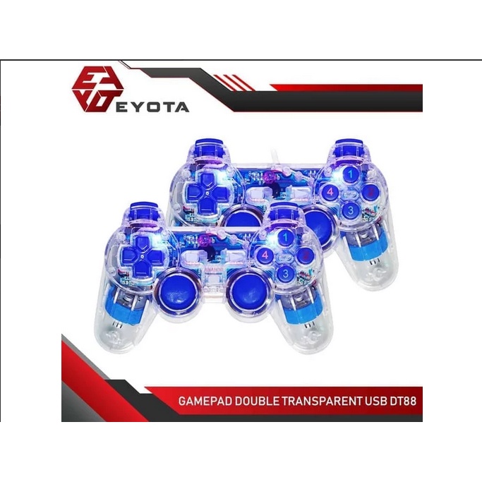 Gamepad double eyota wired usb 2.0 transparent for Pc-ps3 dt88 - Joystick controller transparan dt-8