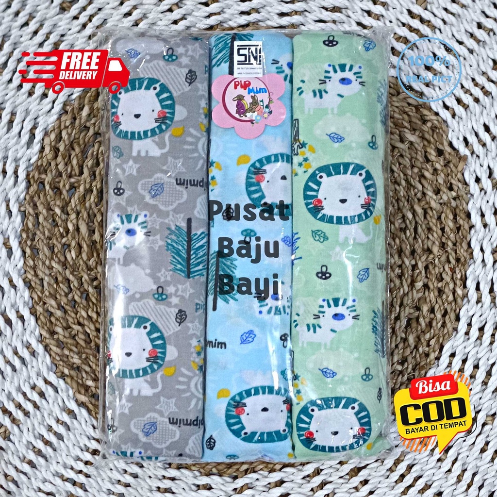 3 pcs Bedong Bayi Motif Premium Bisa Boy and Girl merk Pip Mim SNI - Printing