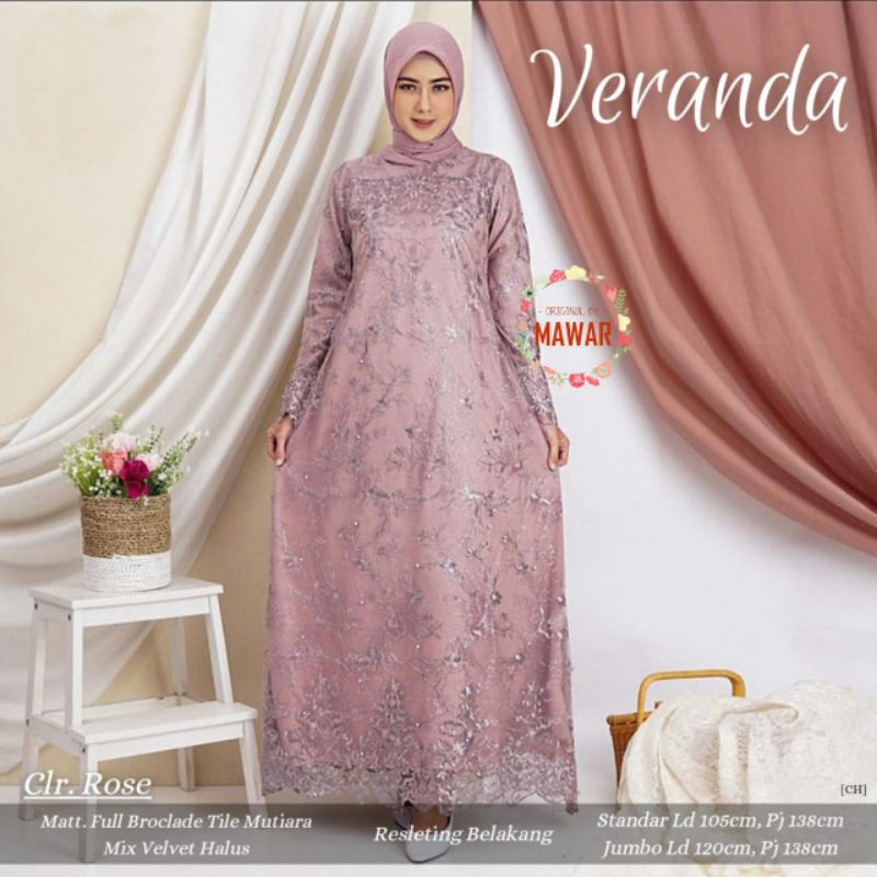 Veranda Gamis Maxy Motif Broklat Tile Mutiara Mix Velvet Mutiara