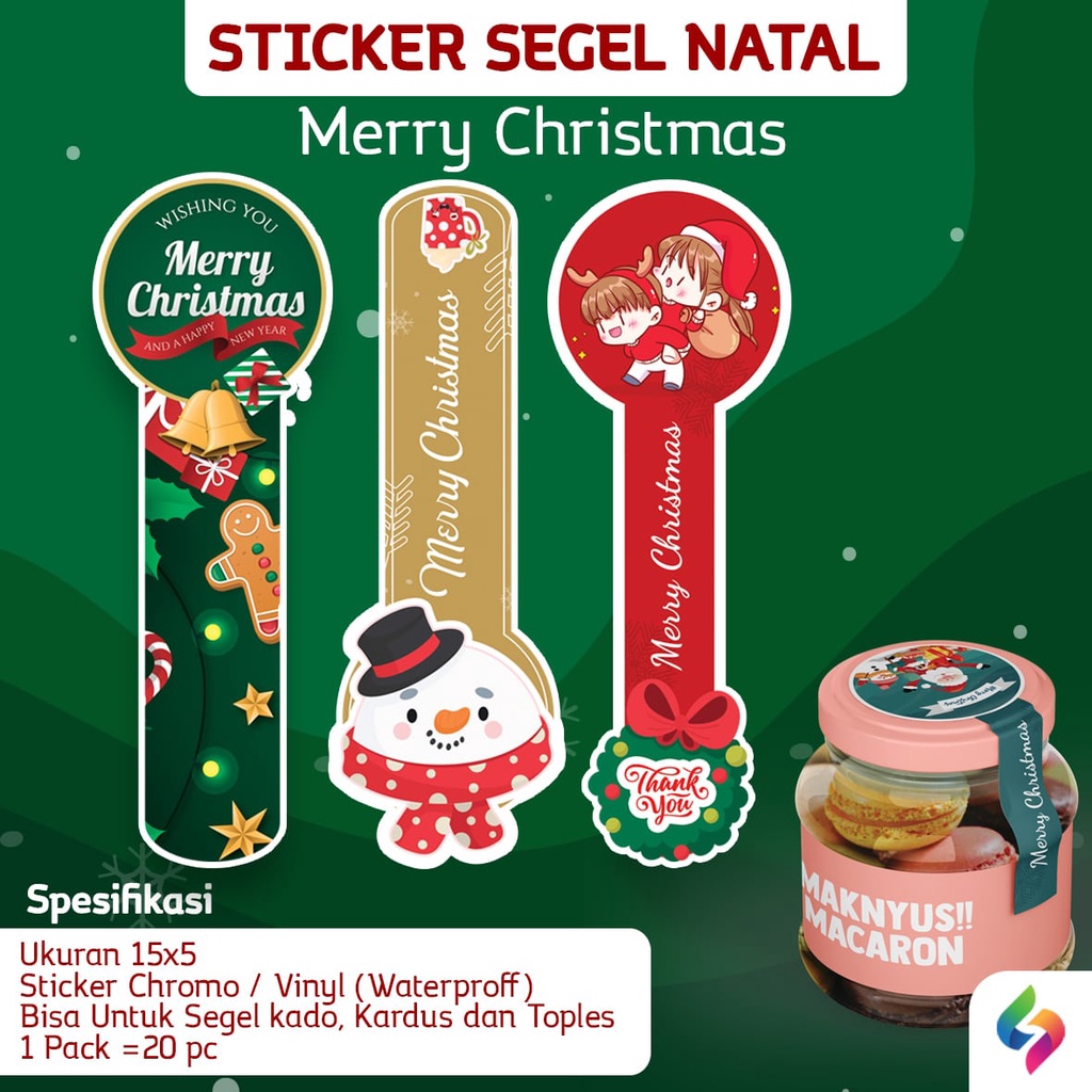 

STICKER SEGEL TOPLES NATAL I LABEL MERRY CHRISMAST CUSTOM - 20PC