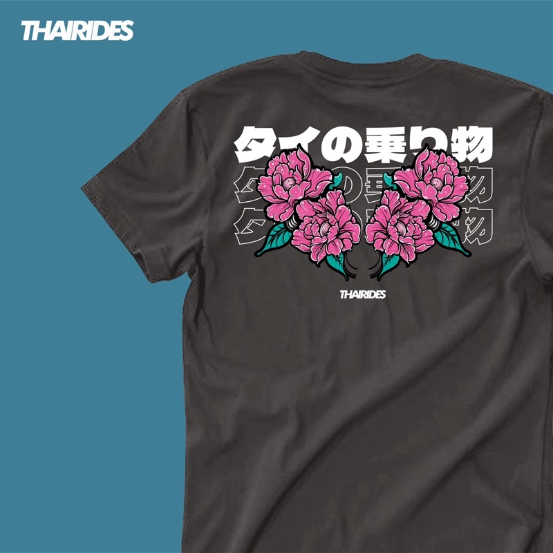 Kaos T-Shirt Original Thairides Flowers Black