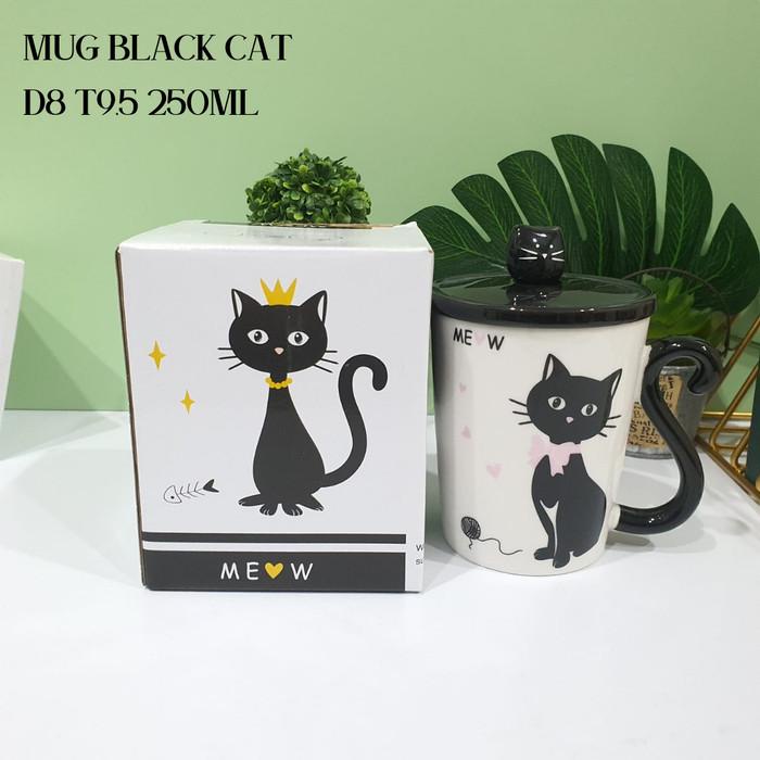 Katt | Mug Keramik Kucing Hitam | Gelas kucing Lucu | Black Cat Mug