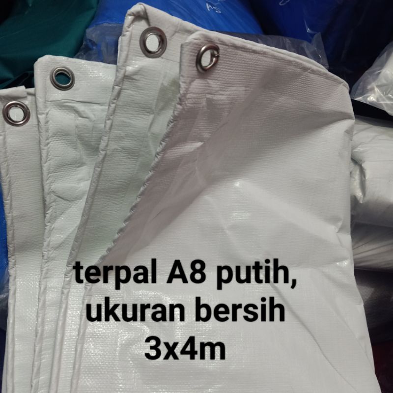 TERPAL A8 PUTIH, ukuran 3x4m bersih,