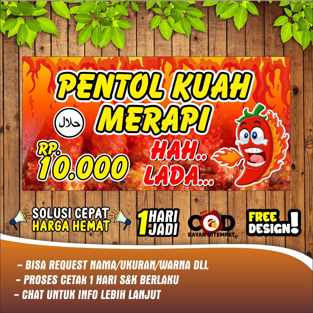 Jual Spanduk Banner Bakso Pentol Ukuran 120 X 80 Bisa Request Shopee