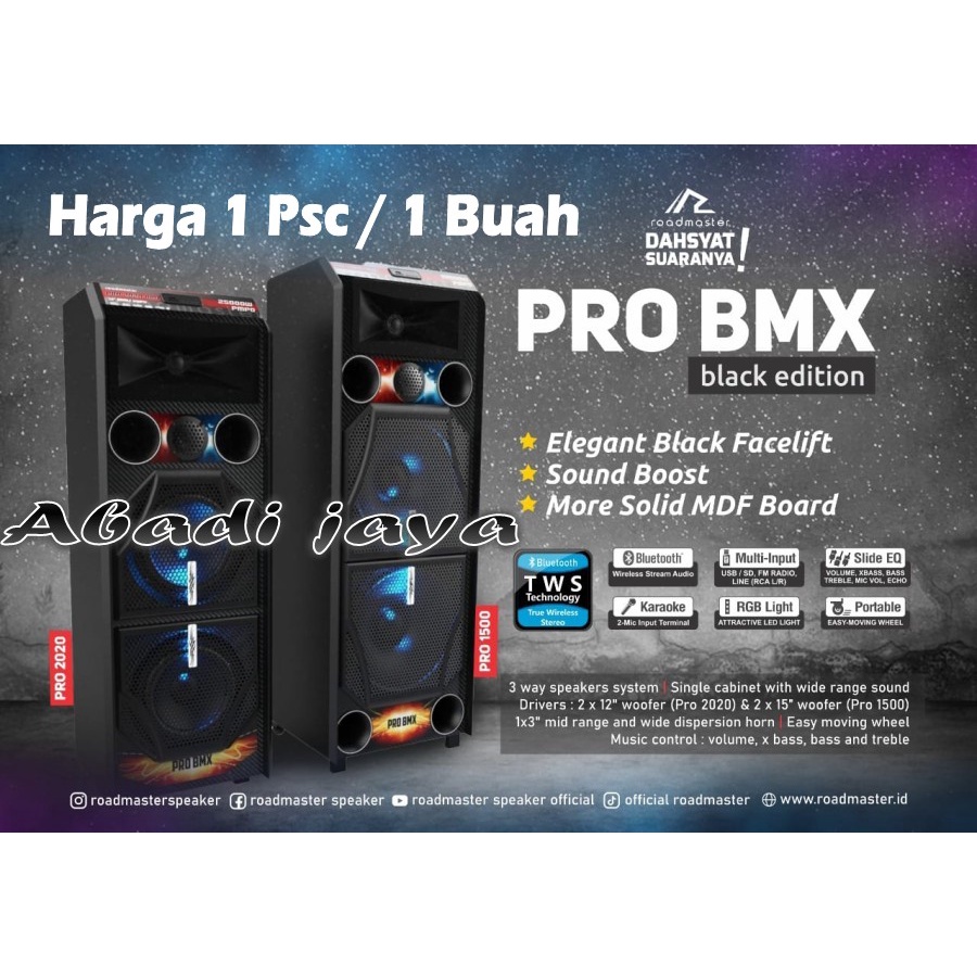 speaker aktif roadmaster bmx pro 2020 black edition original
