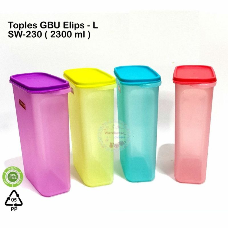 GBU Plast Toples Elipse Large 2300 ml Tempat Makanan Kedap Udara BPA Free Food Safe Sealware
