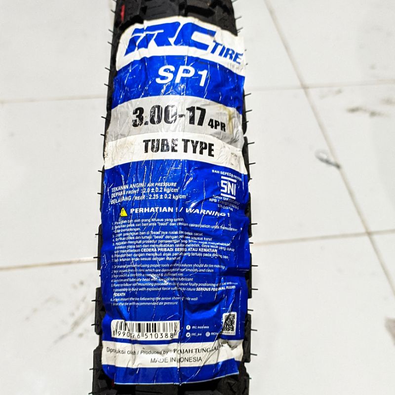 BAN LUAR TUBETYPE 300-17 SP1 IRC SEPEDA MOTOR