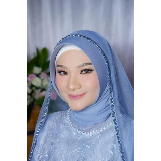 Slayer pengantin veil payet Mutiara untuk pernikahan sunting pelaminan wedding aksesoris jilbab fashion muslimah Hijab manten kerudung berkualtas bride untuk gaun gown atasan wanita terbaru