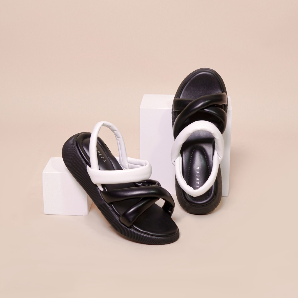 Adarastore -Lapepa VIVIAN Mix Color Sandal Wedges Kekinian Sendal Sepatu Model Tali Silang