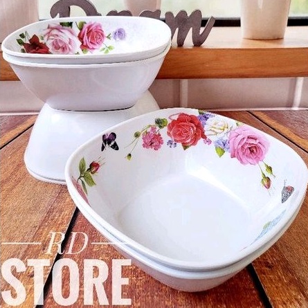 PROMO 6.PCS MAMGKOK PERSEGI JUMBO MELAMINE MOTIF ROSE