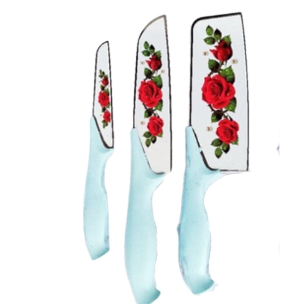 DM - Pisau Set 3 pcs Warna / Motif Bunga