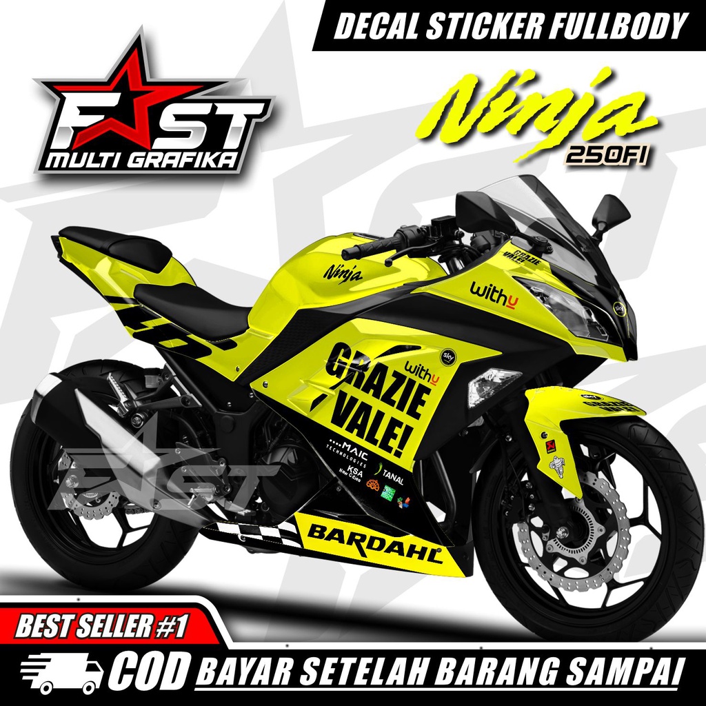 Decal Striping Sticker Kawasaki Ninja 250 Sticker Full Body Kawasaki Ninja FI 250 CC motif GRAZIE