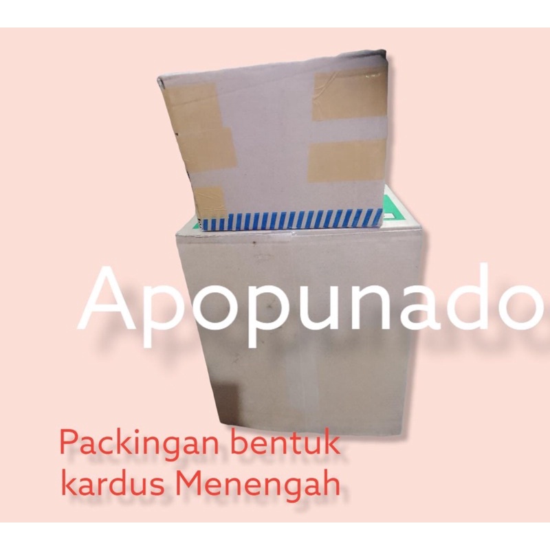 

packing pesanan menengah menggunkan karton.d