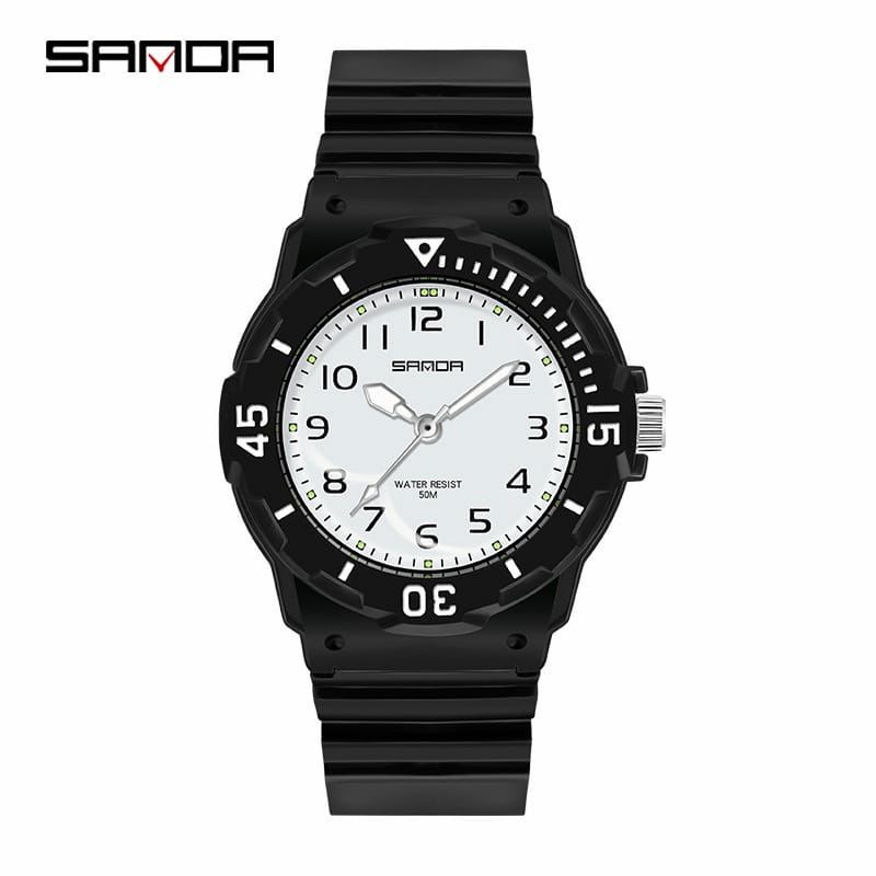 Sepasang SANDA 6011 Jam Tangan Wanita Analog Tali Rubber Luminous Anti Air