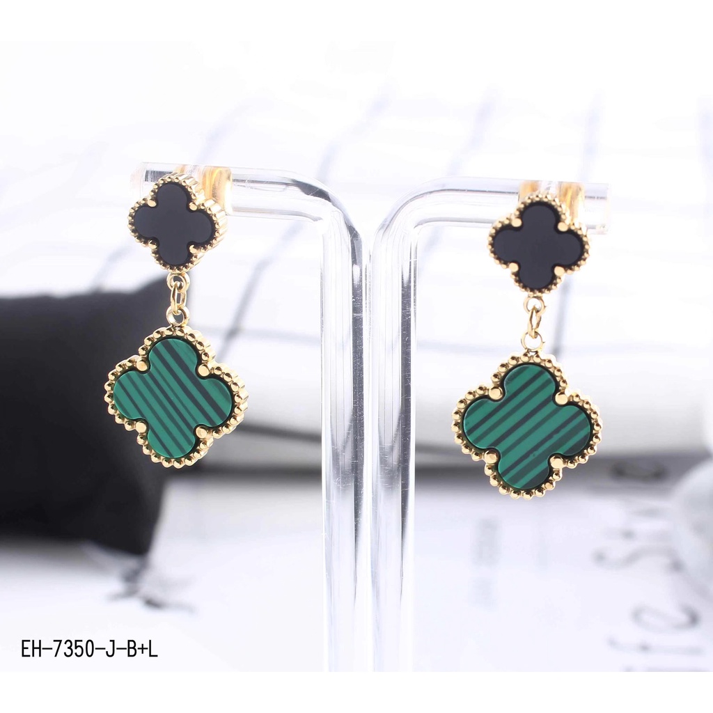 Anting Titanium Permata Hitam/Merah/Hijau 7350
