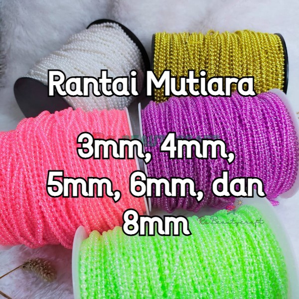 Rantai mutiara 3MM, 4MM, 5MM, 6 mm 8mm gold silver untuk konektor masker – bahan kerajinan jahit mut