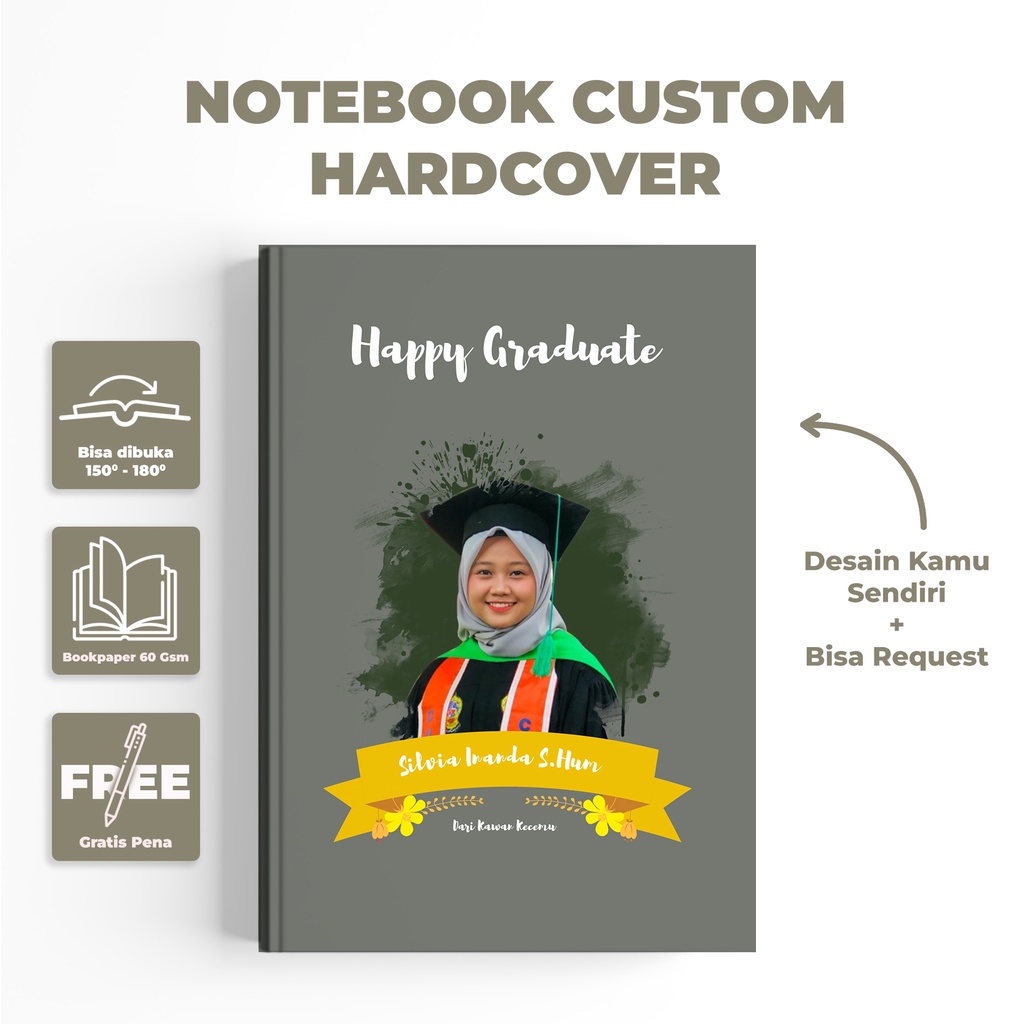 

Notebook Custom FOTO WISUDA 50 lembar - CUSTOM NAMA GAMBAR / CUSTOM DIARY / Custom Notebook - Planner - Journal - Agenda