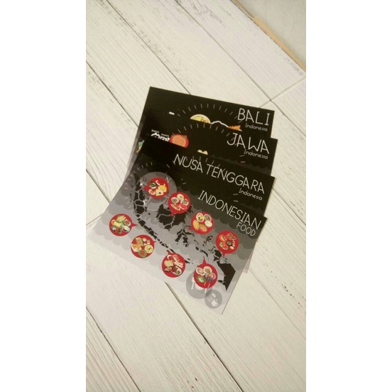 

Code729 Postcard / Kartupos Peta Makanan Indonesia Black And White