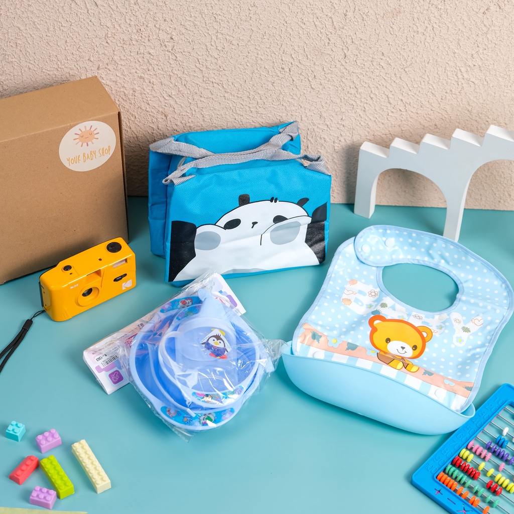 Hampers Peralatan Makan Bayi/ Feeding set Gift Box Baby / Kado New Born / Kado Bayi/ feeding set / Hampers Kado Lahiran Bayi  Gift Set Premium Feeding Travel Baby Hampers