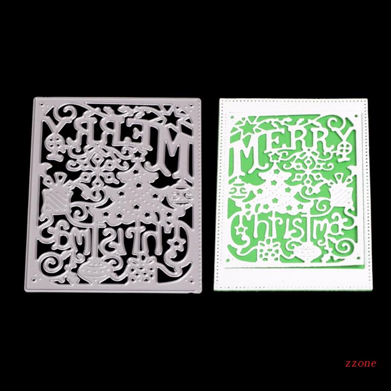 Zzz Cetakan Stensil Cutting Dies Motif Pohon Natal Bahan Metal Untuk Scrapbook / Craft