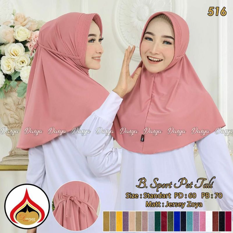 Hijab Bergo Sport Pet Tali Bahan Jersey Premium Jilbab Olaraga Muslim