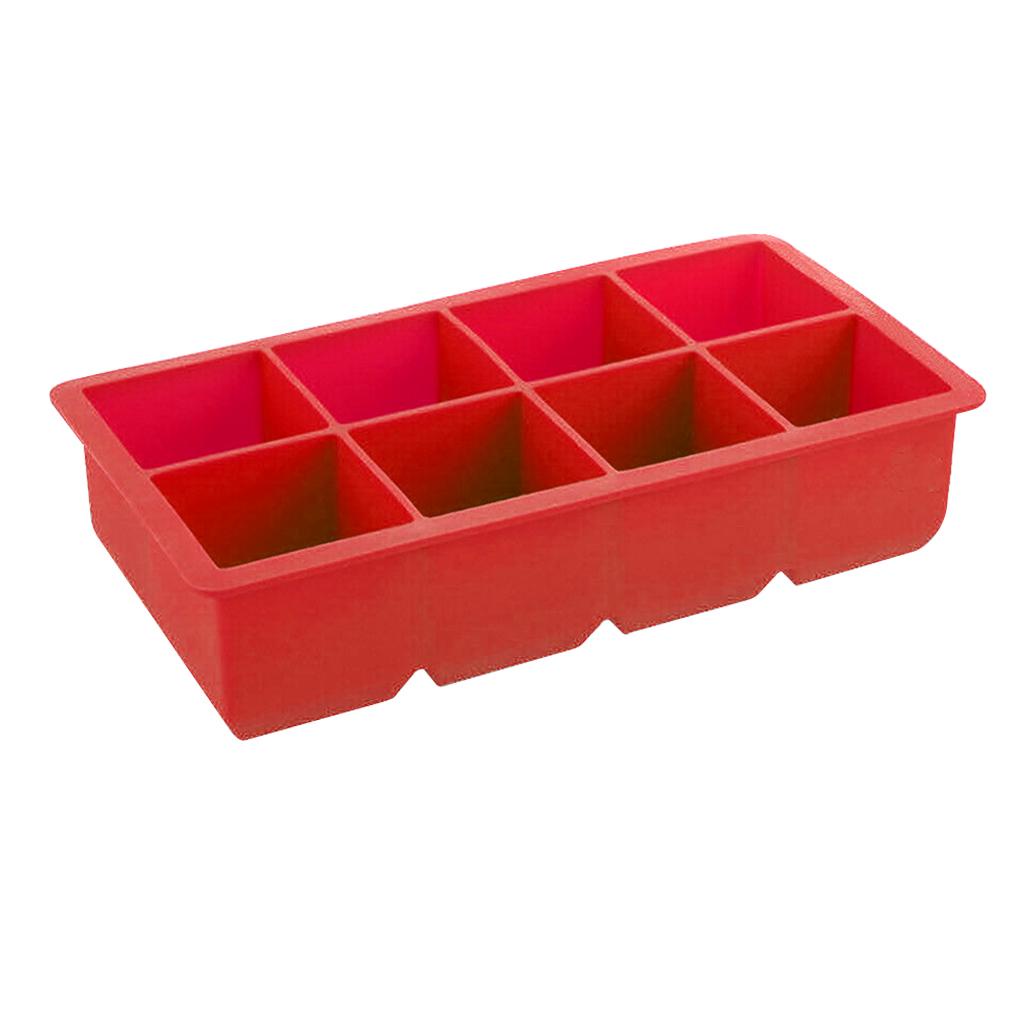 Ice Cube Maker Nampan Pembuat Cetakan Es Blok Silikon 8-grid Untuk Bar Anggur Merah