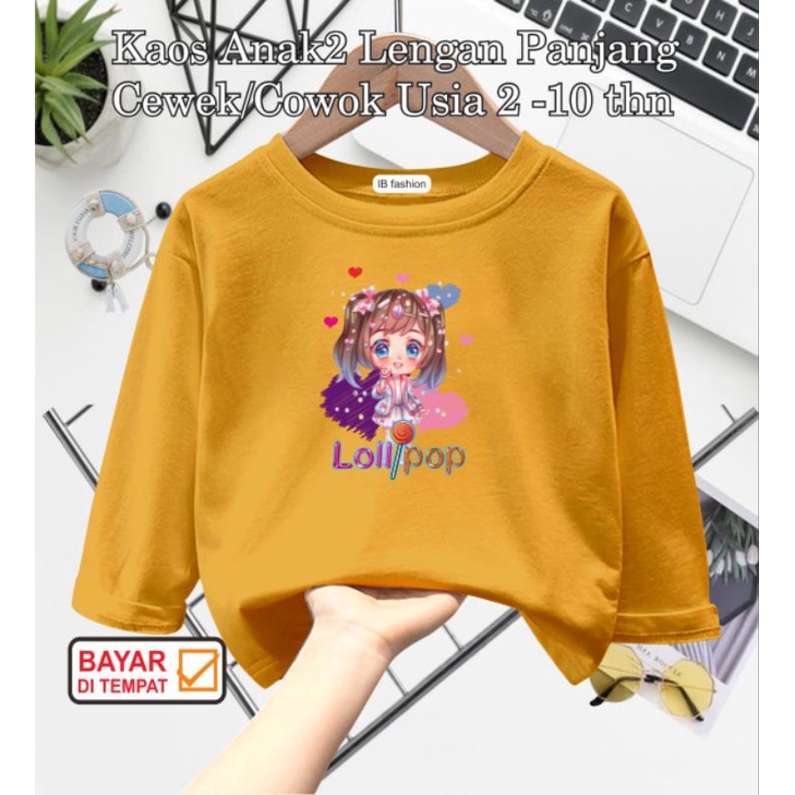 ((IB))KAOS ANAK PEREMPUAN PANJANG/CEWEK LOLYPOP DIGITAL SABLON