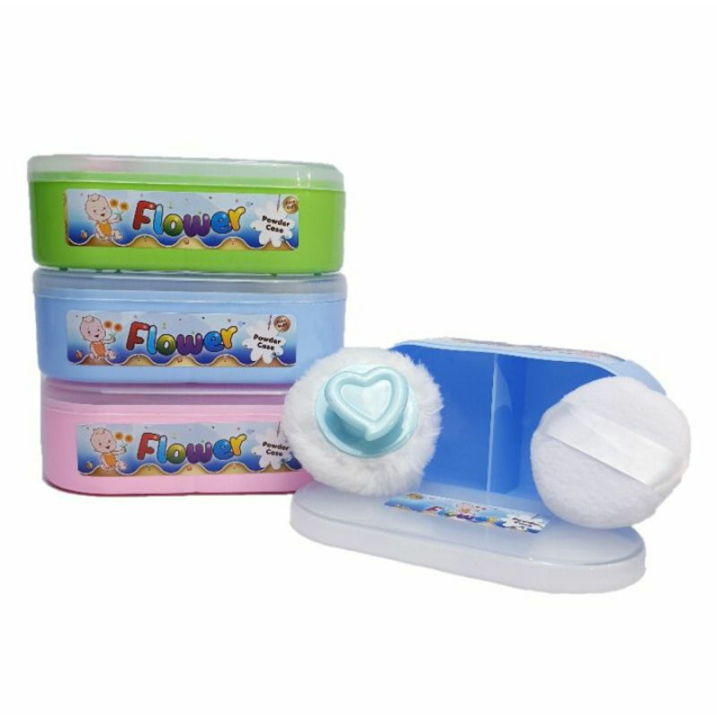 Tempat Bedak Bayi 2 in 1 With Puff Zippy | Flower | Joeyi | Kiddy | Powder Case Baby