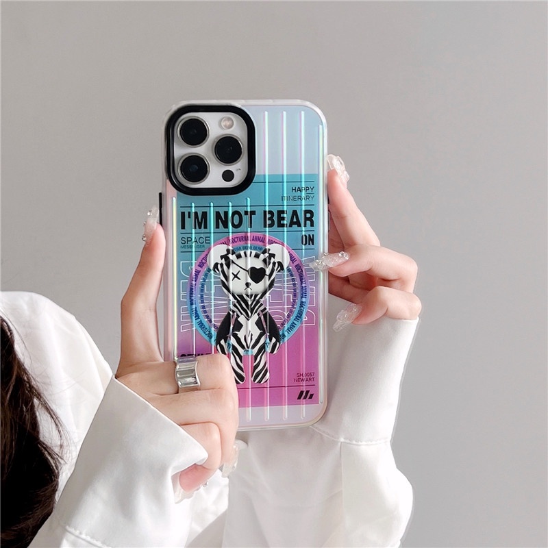 Soft Case Desain Beruang Aurora Laser Untuk IPhone 14 13 12 11 Pro Max