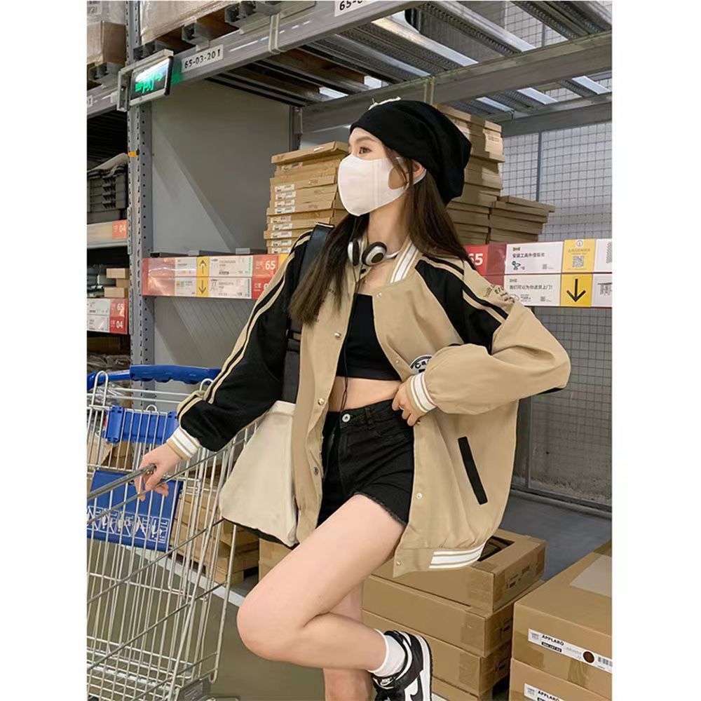 Nico##Versi Korea dari jaket wanita/jacket crop wanita/jaket baseball wanita/jaket baseball kor00